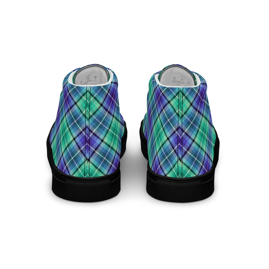 Bright Green and Purple Plaid Men's High Top Shoes product image (6)