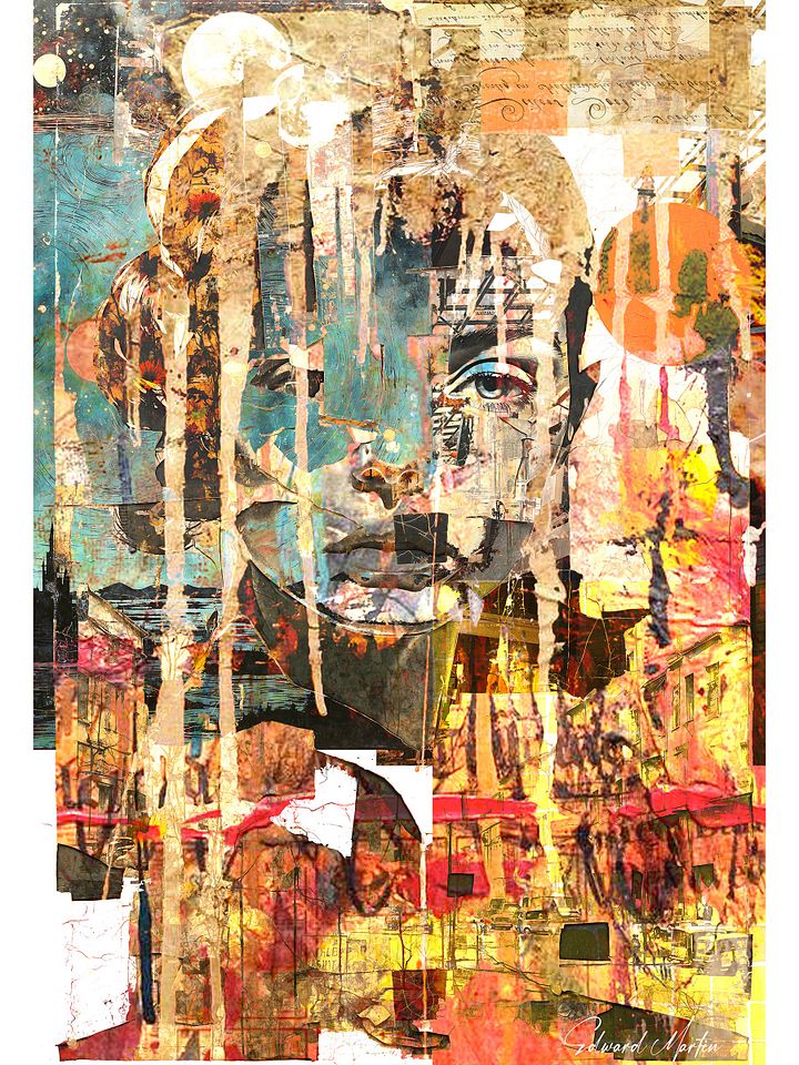 'Looking Out' by Edward Martin- Mixed Media Collage Print product image (1)