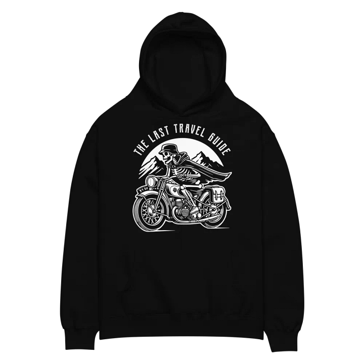 Vintage Skeleton Biker – The Last Travel Guide Emblem Premium Hoodie product image (2)