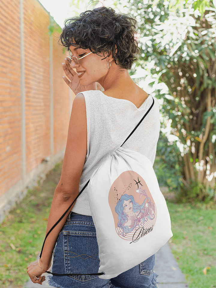 Reach for the Stars: Adorable Horoscope Drawstring Bag - Pisces product image (1)