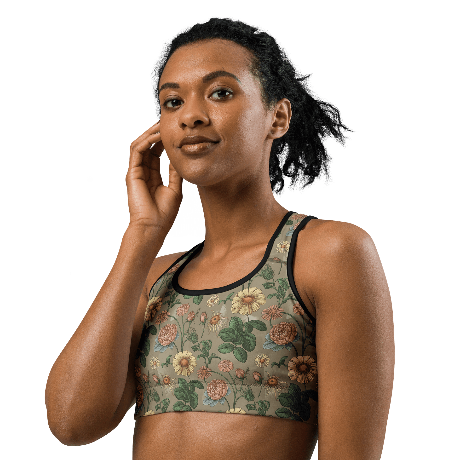 Floral Sports Bra – Women’s All-Over Print Workout & Yoga Activewear product image (2)