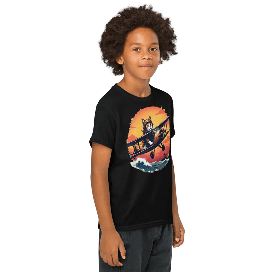 Whimsical Aviator Cat Youth Tee product image (12)