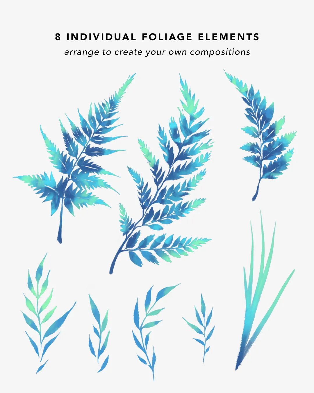 Watercolour Ferns Wedding Invitation Suite - Blue product image (4)