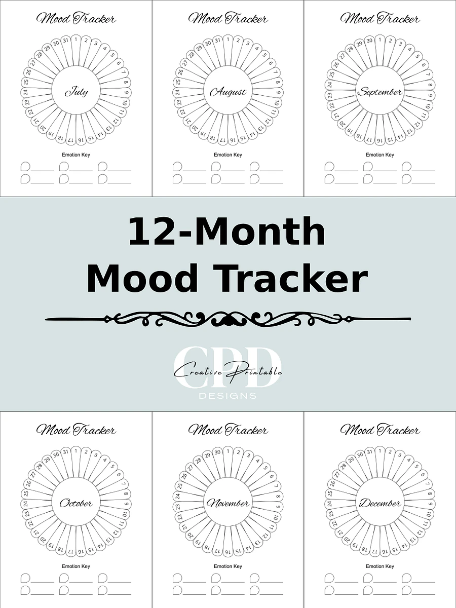 Printable 12-Month Mood Tracker With Flower Petals product image (3)