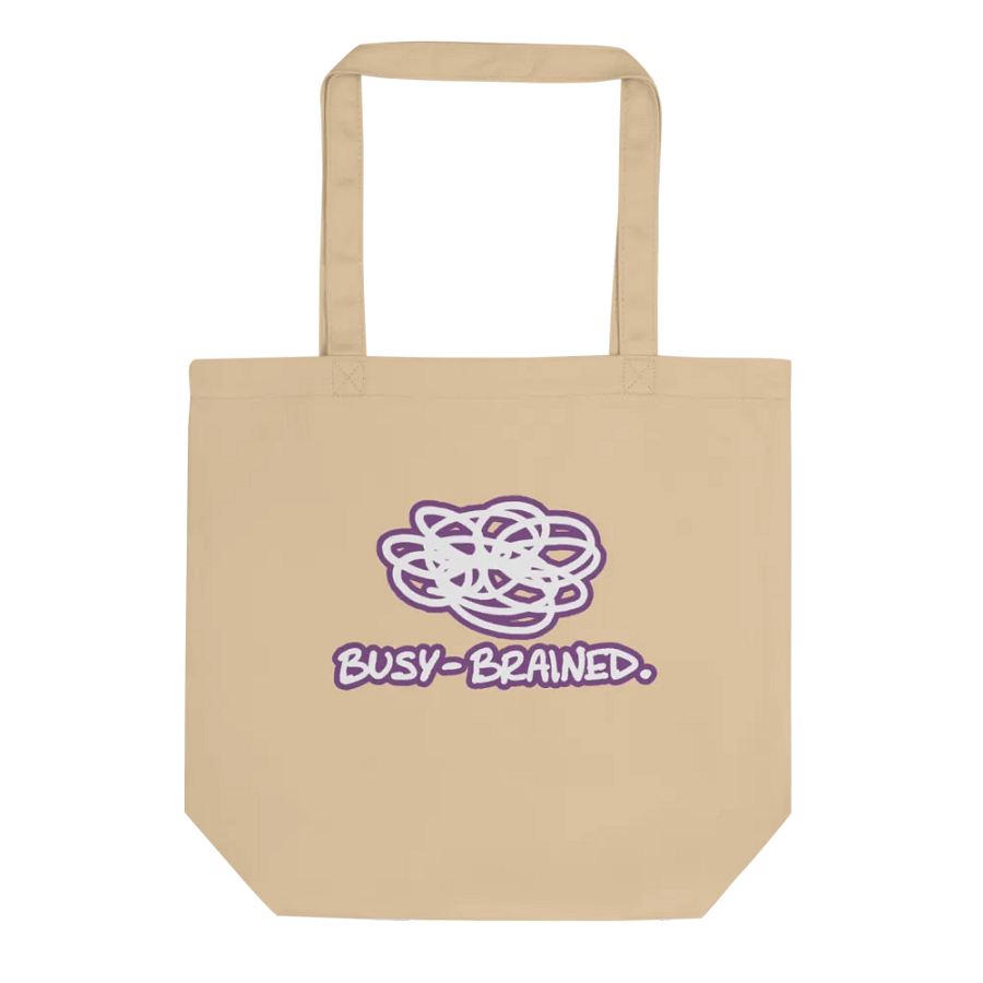 BUSY-BRAINED (lined design, #763D7D) tote bag product image (4)