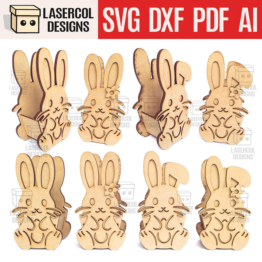 Easter Bunny Basket Bundle (Set 1-2-3-4) - Laser Cut Files product image (4)