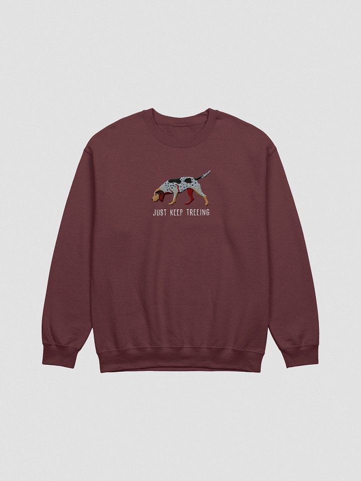 Just Keep Treeing Sweatshirt (Embroidered) of an American English Coonhound product image (4)