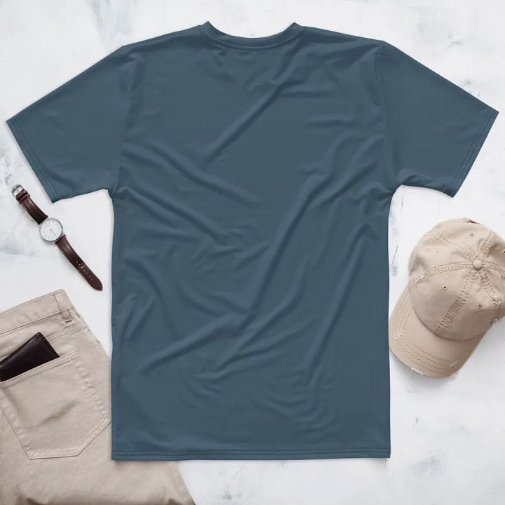 Plain Dark Greyish Blue Soft Summer Men's Crewneck Polyester Heavyweight Premium T-Shirt by Treasure Pie product image (2)