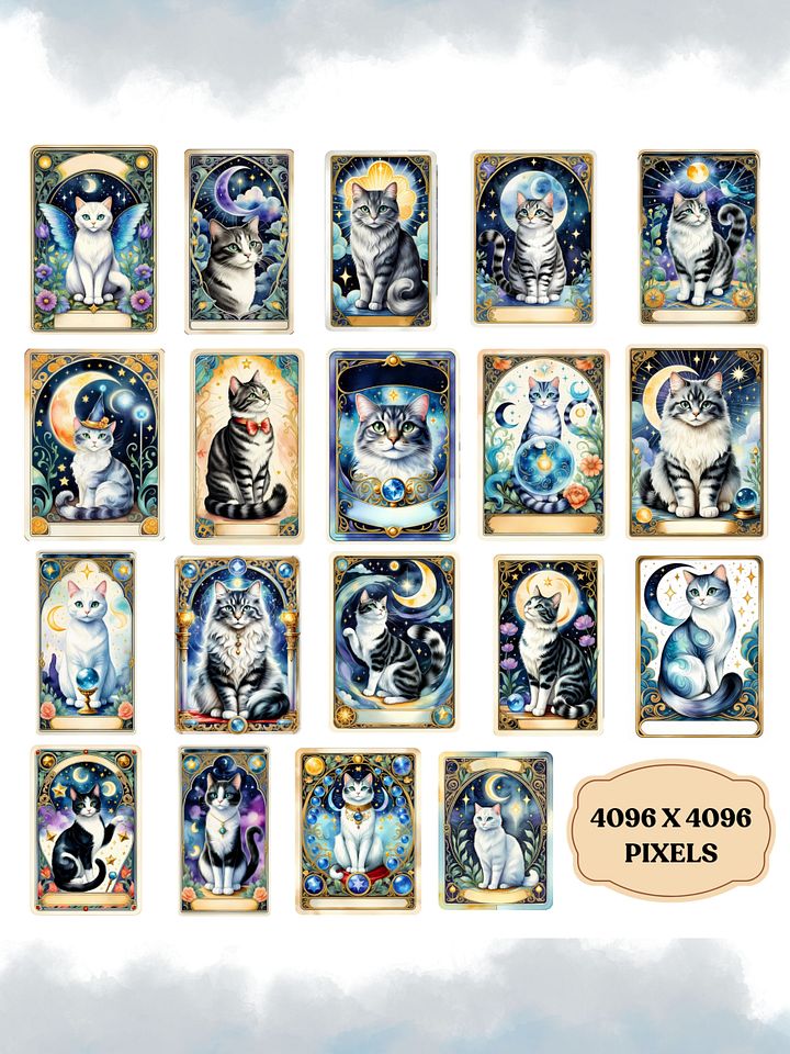 60 Cat Tarot Cards Clipart Bundle product image (2)