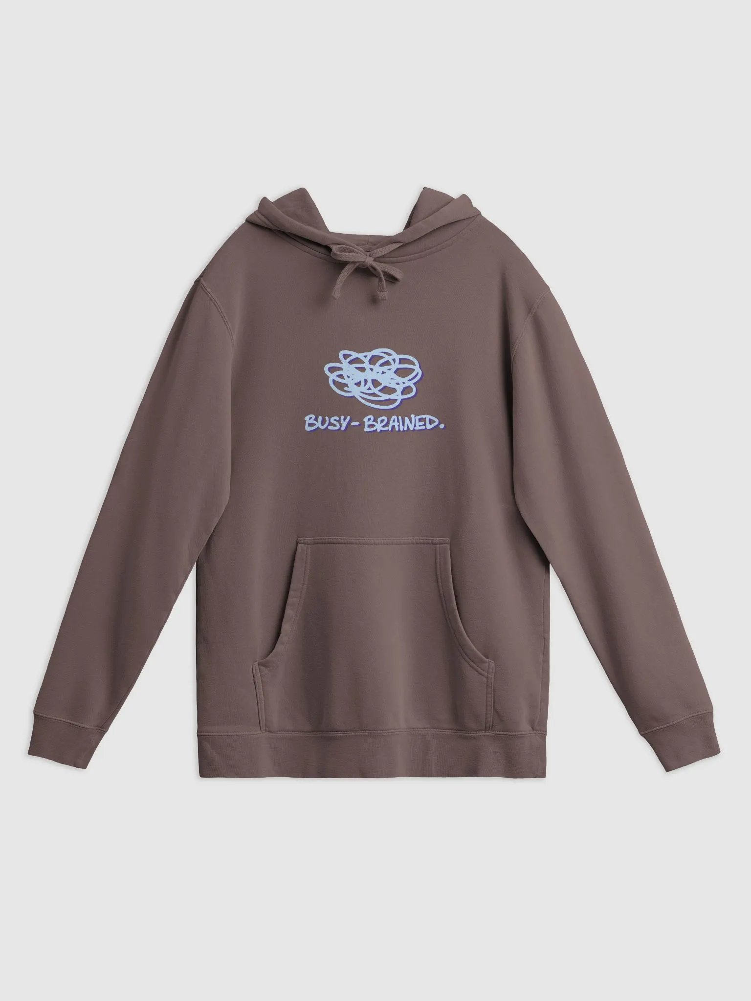 BUSY-BRAINED (blue and purple design) printed pigment hoodie product image (7)