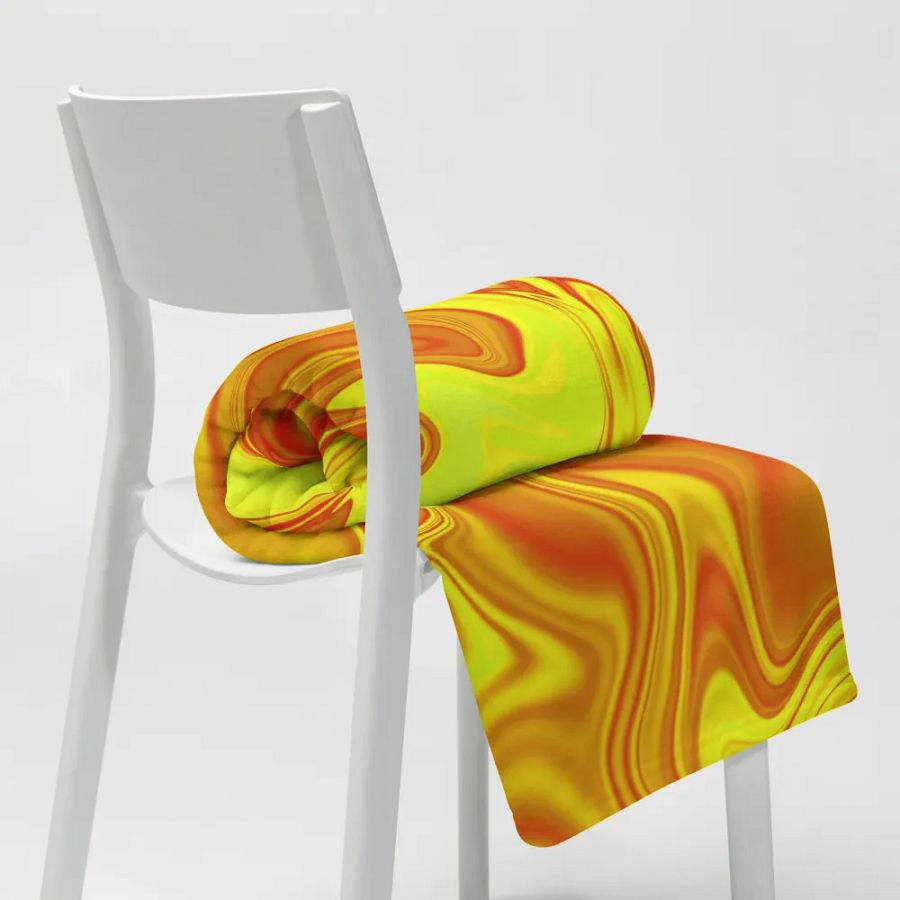 Throw Blanket - Yellow and Red Digital Fluid Art product image (4)