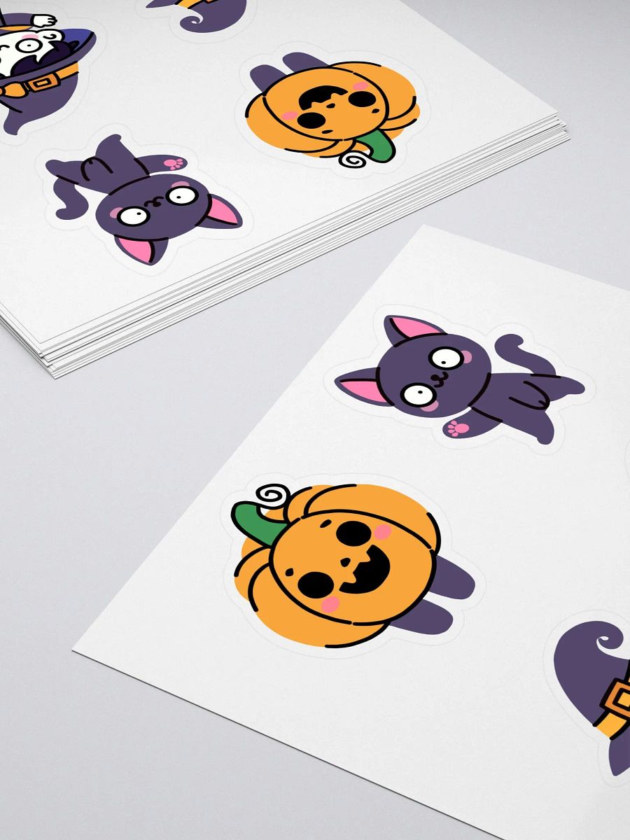 Spooky Cute Halloween Kiss Cut Stickers Set – Adorable Pumpkin, Black Cat, Ghost & Witch Characters product image (4)