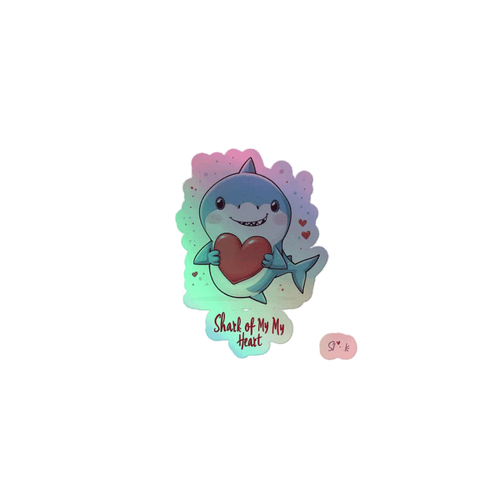 Shark of My Heart – Cute Cartoon Shark Holding a Heart Sticker product image (1)