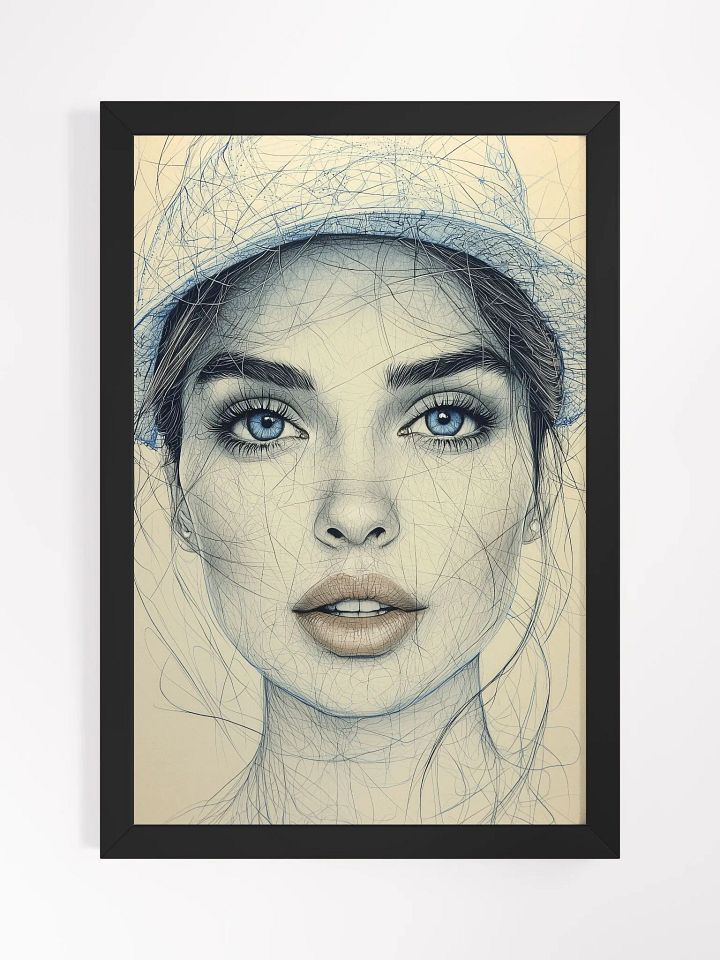 Blue Muse: Minimalist Portrait Art Print with Vintage Elegance product image (1)