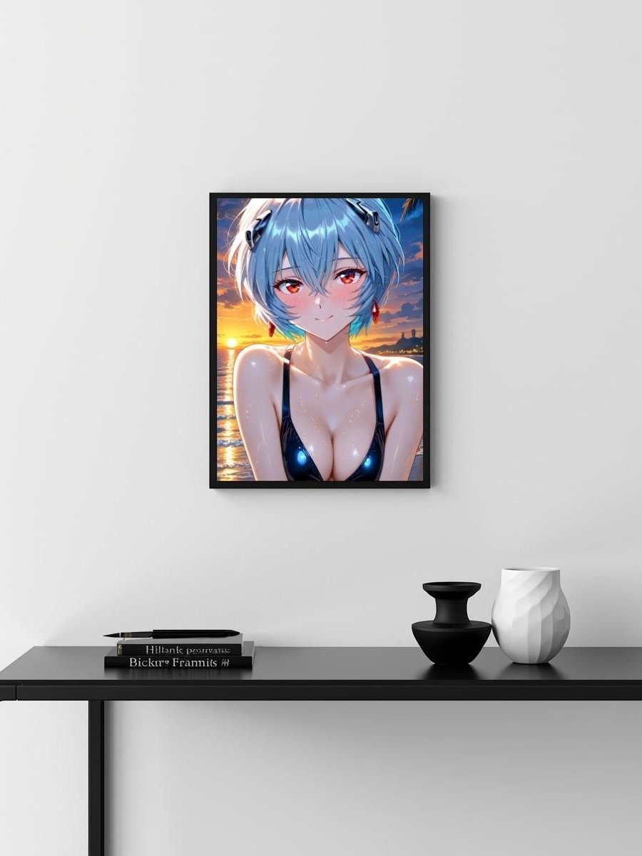 Evangelion Rei Ayanami Black Bikini Sunset – Glossy 8x10 Metal Print product image (3)