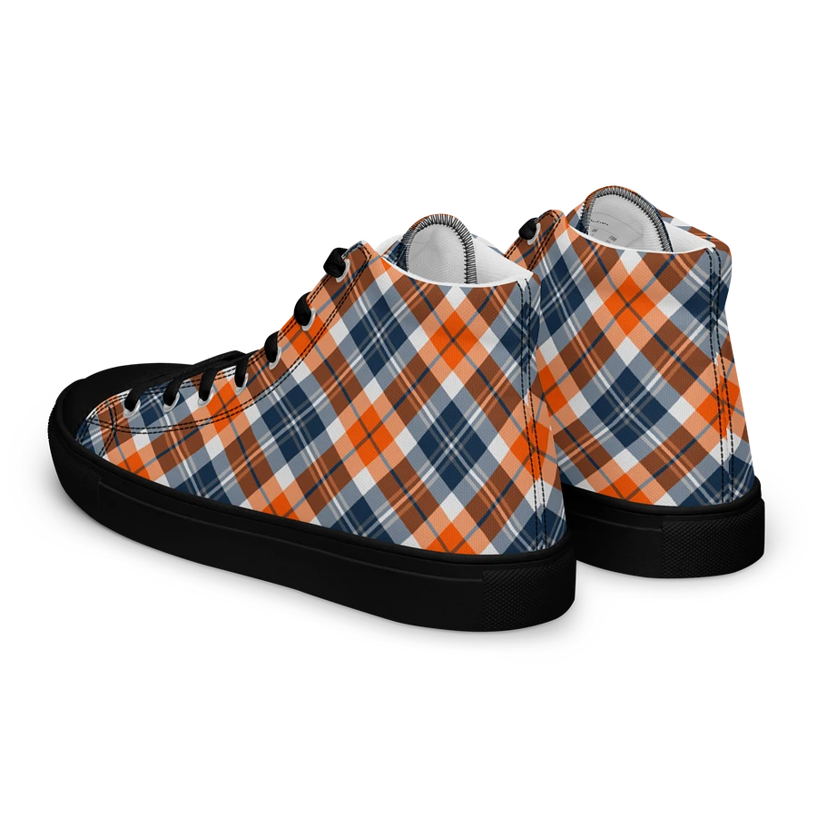 Orange and Blue Sporty Plaid Men's High Top Shoes product image (9)