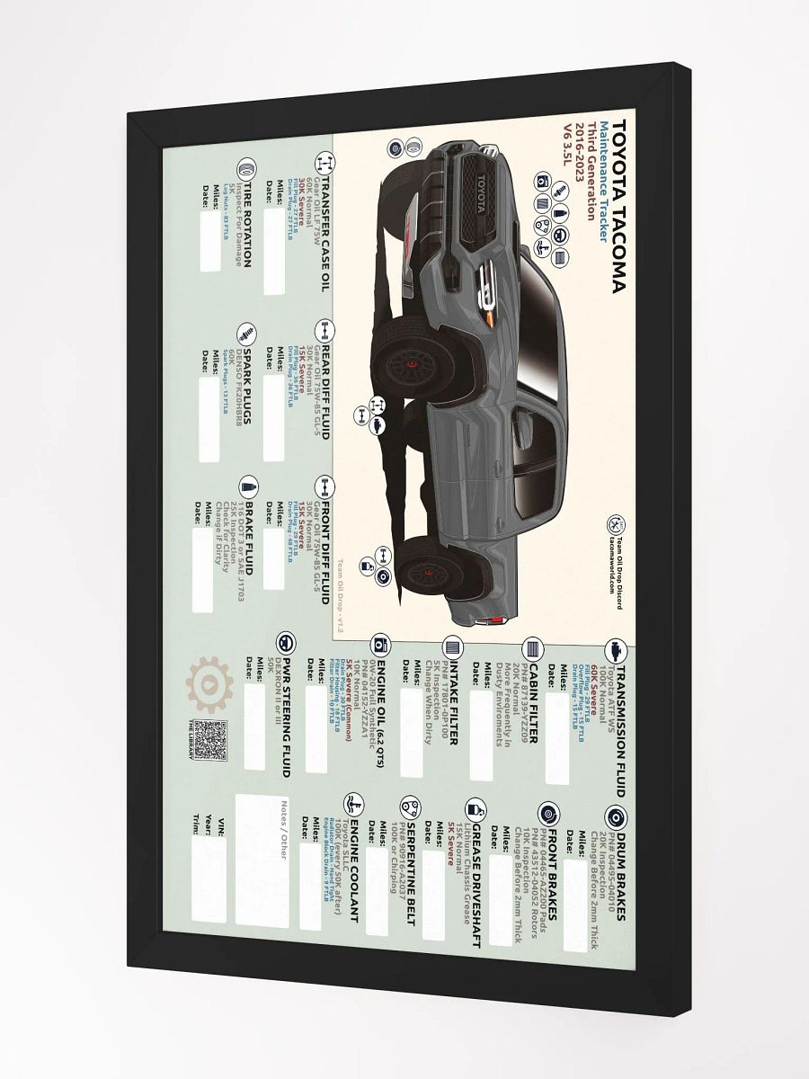 3RD GEN MAINTENANCE TRACKER V1.2 - Gray (FRAMED) product image (3)