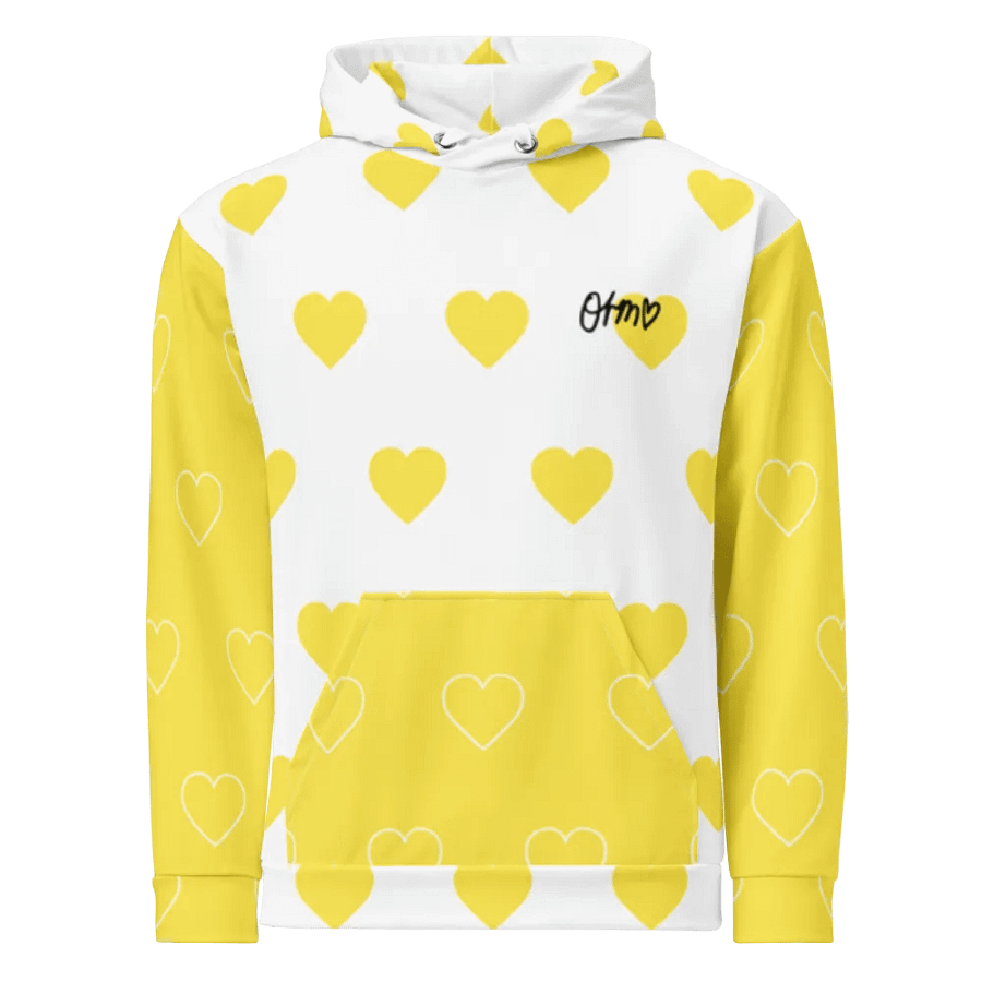 Orm Kornnaphat Heart Design Unisex Hoodie (White & Yellow) product image (6)