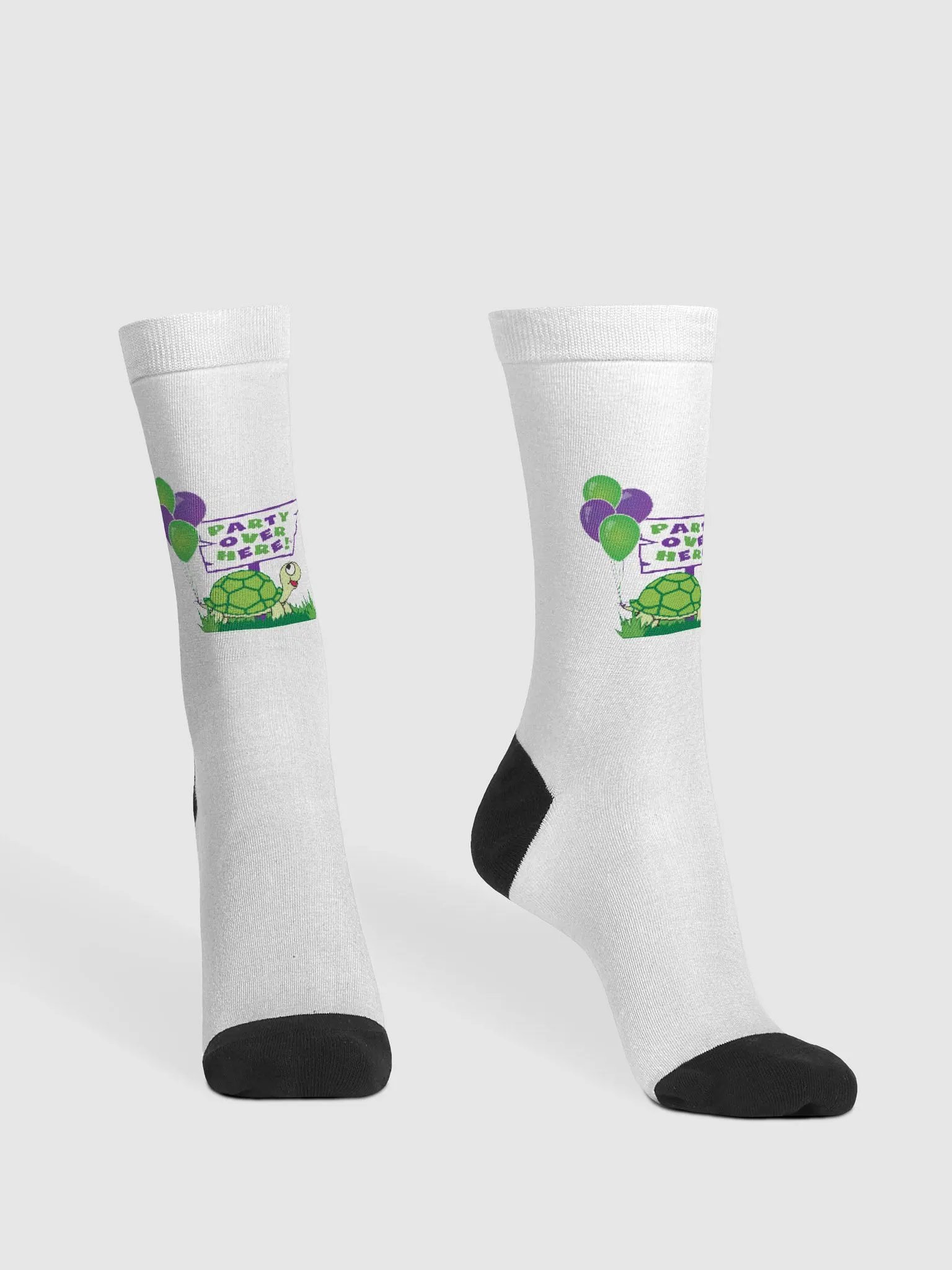 Party Over Here Supporter Socks Turtle Mascot with balloons floating from tail product image (2)