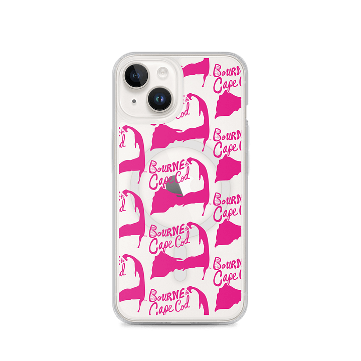 BOURNE to Cape Cod™ | MagSafe® Clear iPhone® Case | Coastal Cool Protection & Style | Pink Repeat Logo product image (1)