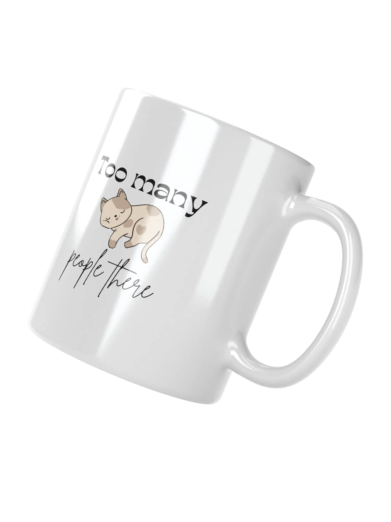 Cute Cartoon Cat 'Too Many People There' Mug product image (3)