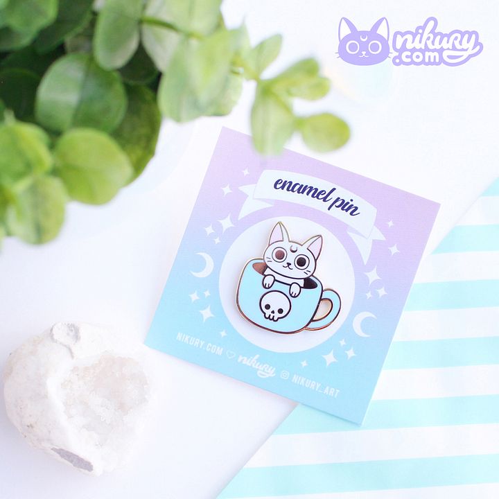 White Meowgic | Mint Mug Cat Enamel Pin product image (1)