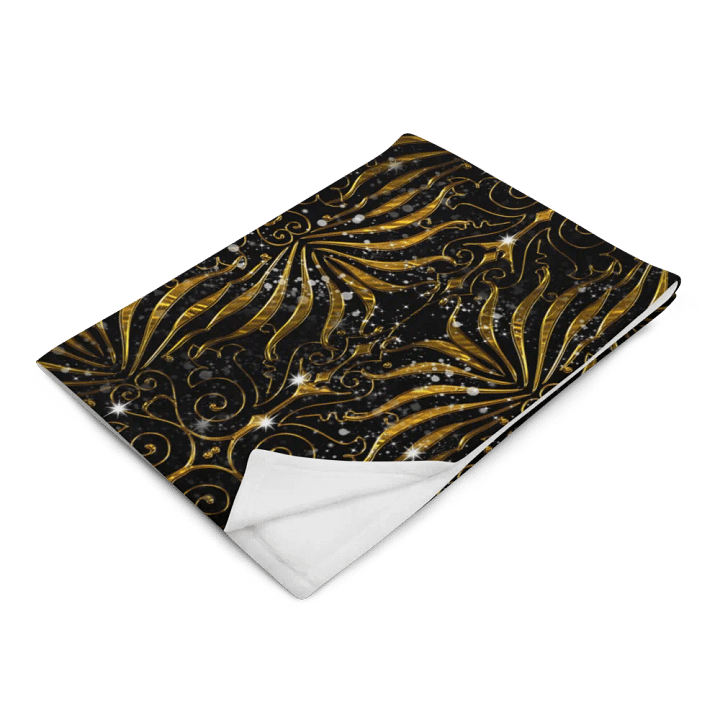 Black and Gold Victorian Sparkle Throw Blanket product image (14)