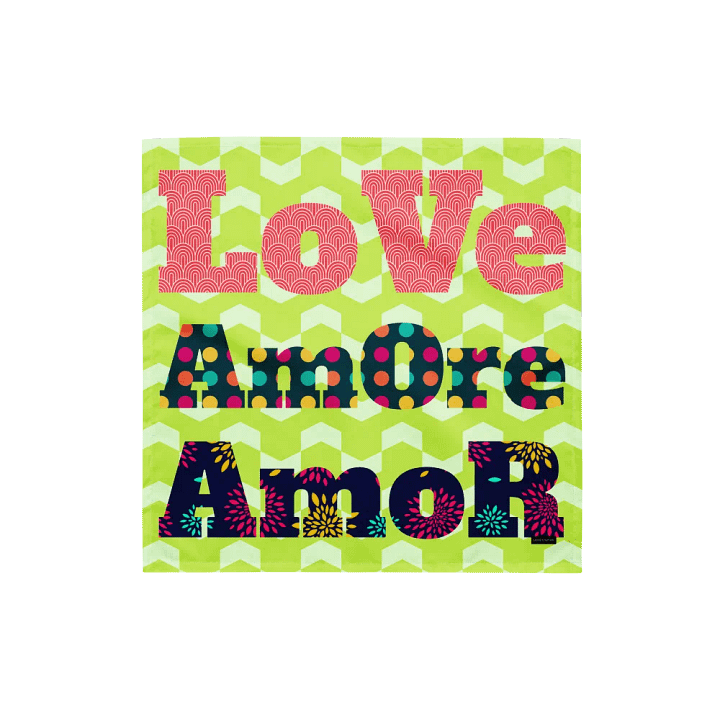 “Love Amore Amor” All-Over Print Bandana product image (1)