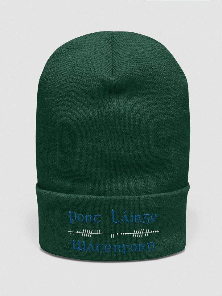 Waterford/Port Láirge, Scholastic style Ogham, blue and white, embroidered Cuffed Beanie product image (31)