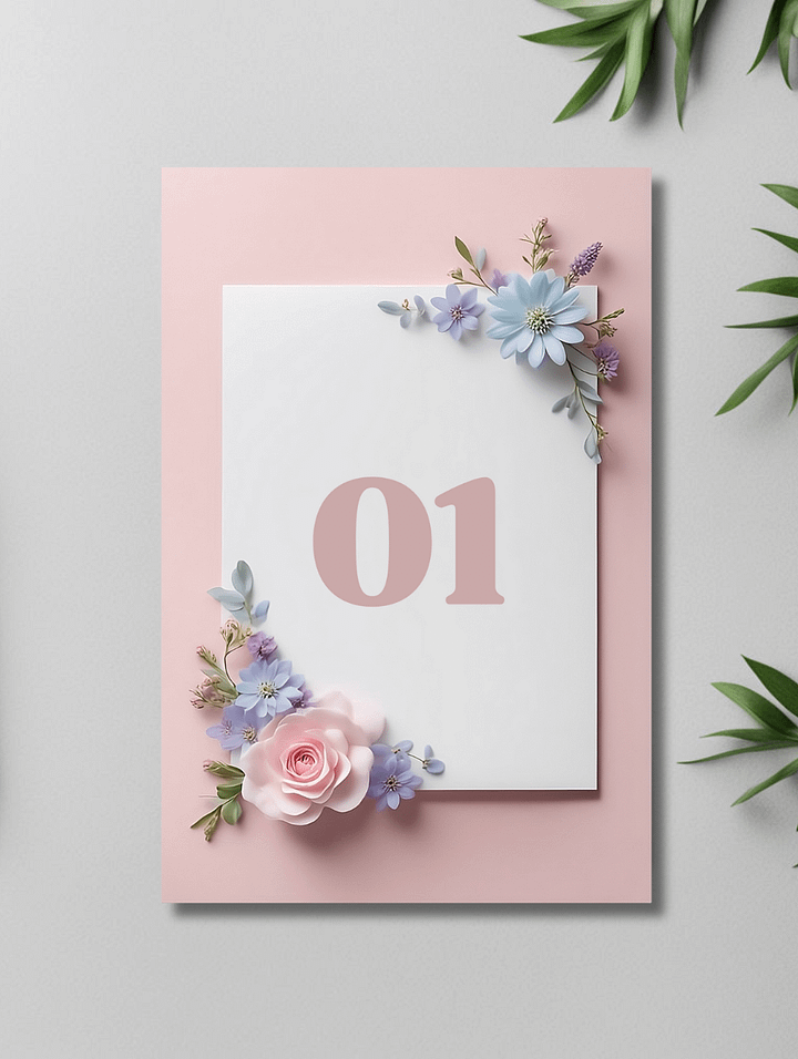 Floral Table Number Card - Dizynai (DTN-12) product image (1)