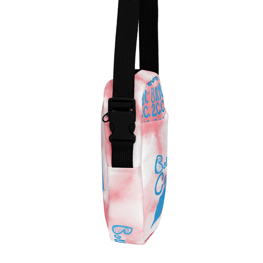 BOURNE to Cape Cod™ | Crossbody Bag | BRN.2C.C.™ | Utility On-the-Go | Coastal Cool Meets Everyday Carry | Blue Logos on Pink Tie-Dye🌊🎒 product image (4)