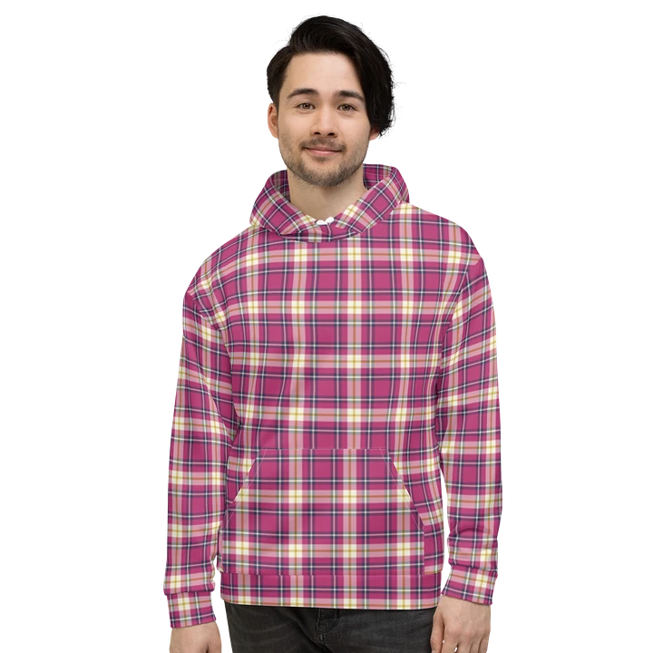 Hot Pink and Navy Blue Plaid Hoodie product image (2)