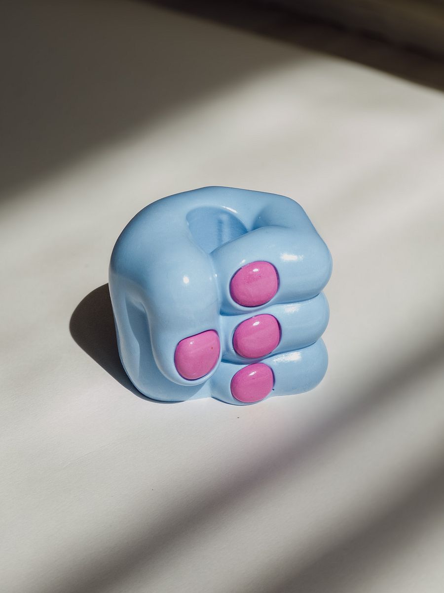 Hand Candleholder - Baby Blue and Pink product image (1)