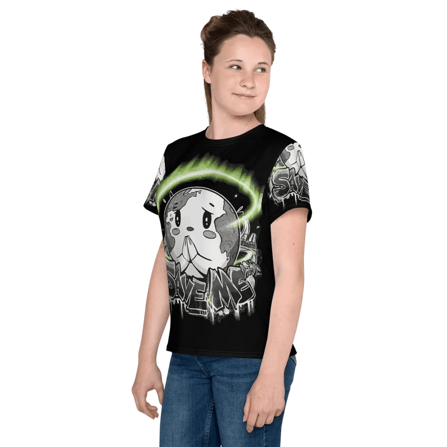 Save Me Youth Crew Neck T-Shirt | Eco-Friendly Style for Young Activists product image (11)