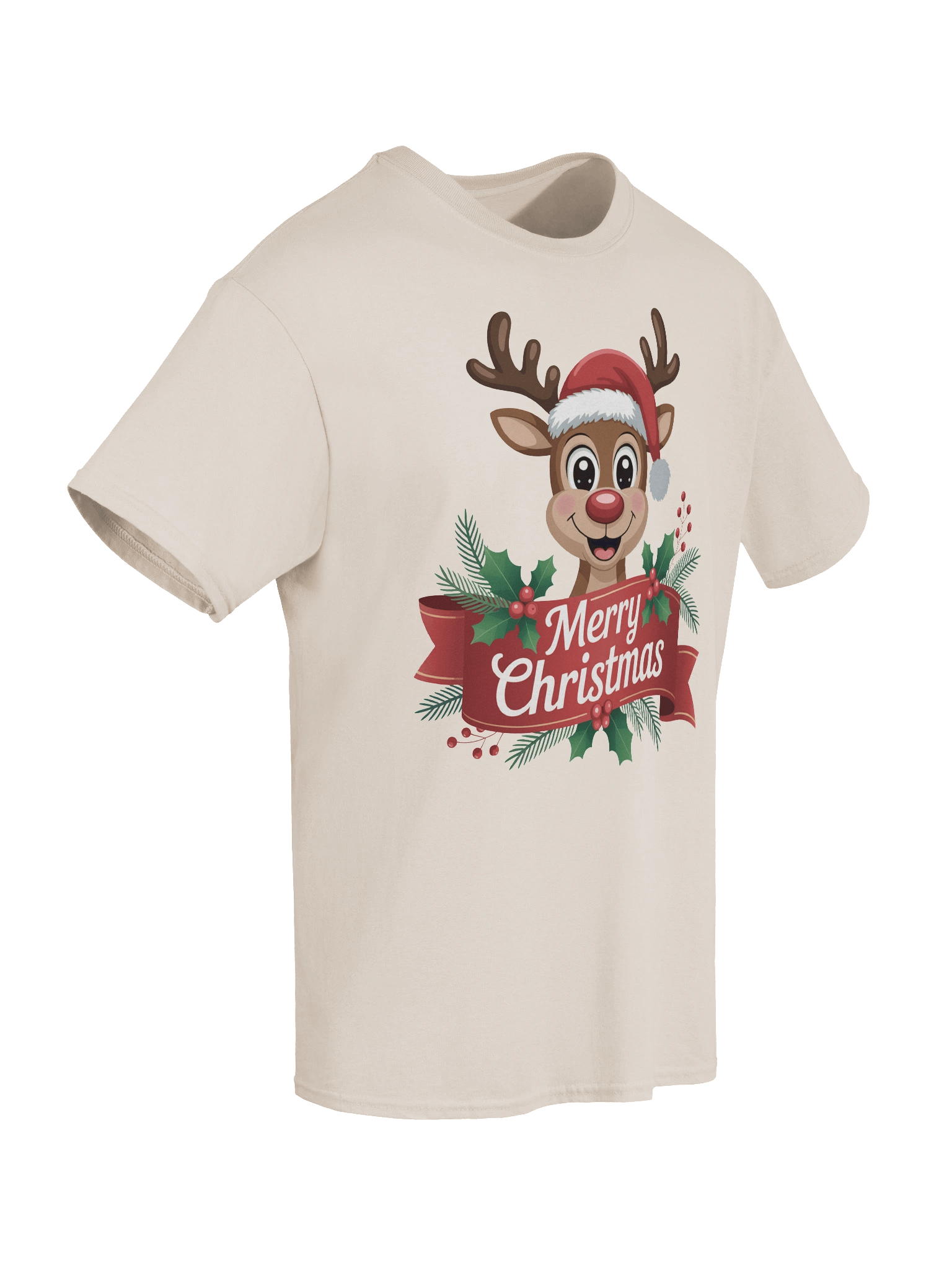 Cute "Merry Christmas" Reindeer T-Shirt product image (2)