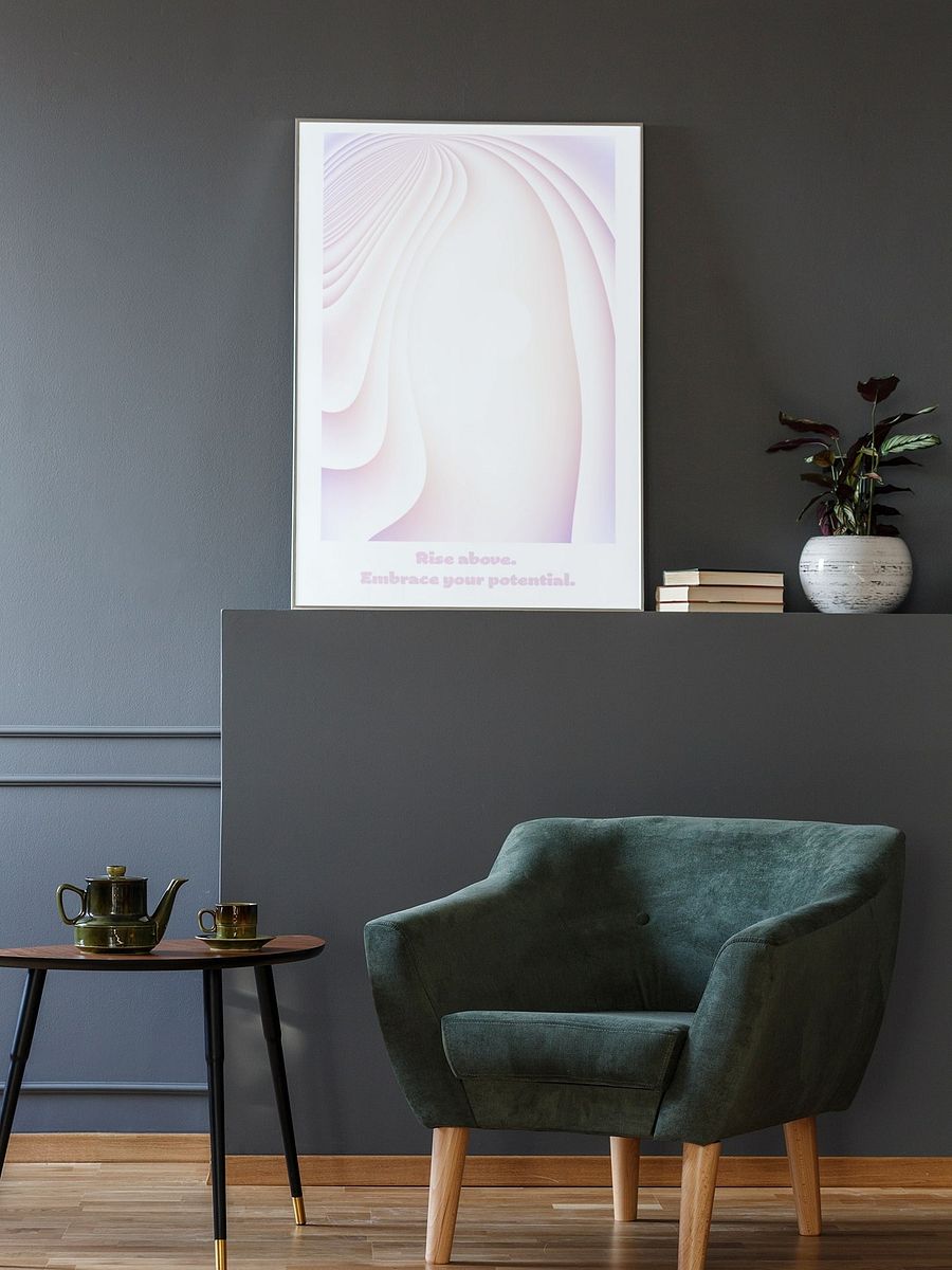 Rise Above Embrace Potential Poster, Inspirational Quote Print, Soft Pastel Wall Art, Modern Office Decor, Motivational Message Artwork product image (2)