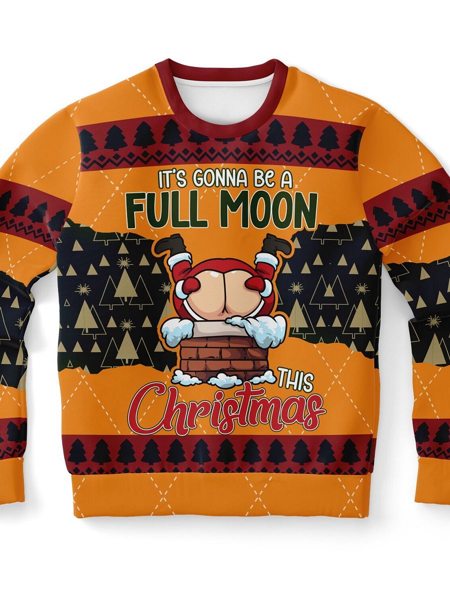 “Full Moon This Christmas” Funny Santa Christmas Sweatshirt | Naughty Holiday Party Jumper | Humorous Adult Santa Ugly Sweater | Unisex Xmas Party Gift product image (9)