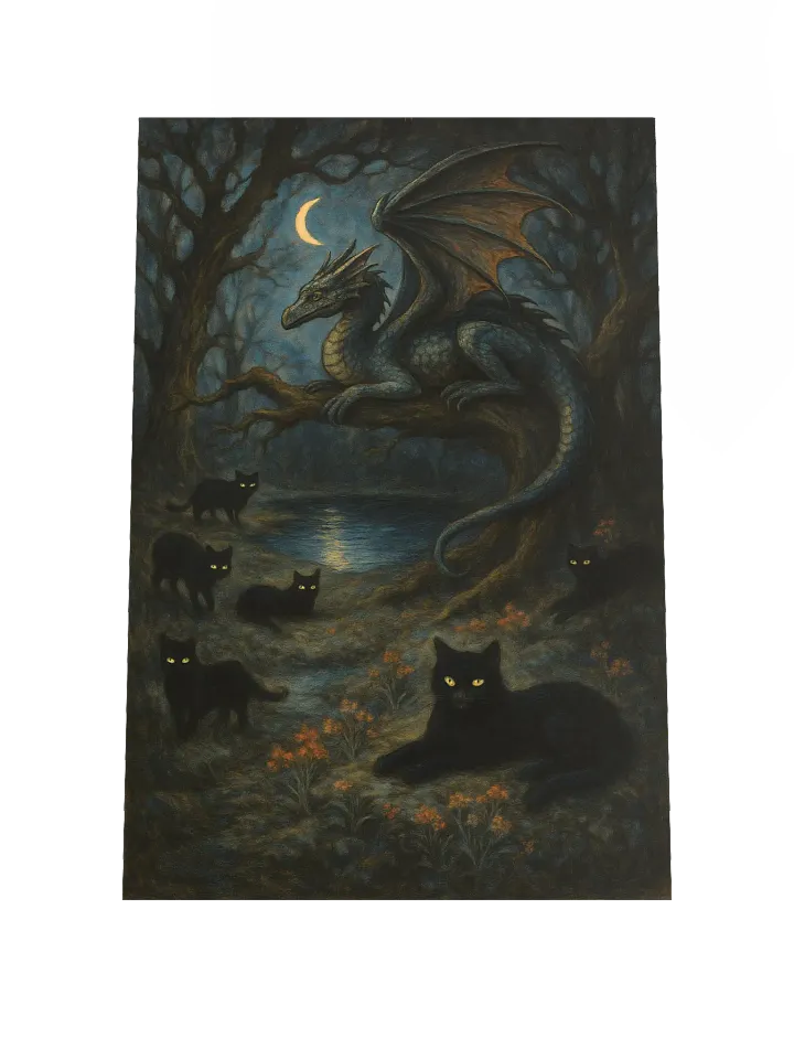 Moonlit Pact: The Dragon and the Cats product image (1)