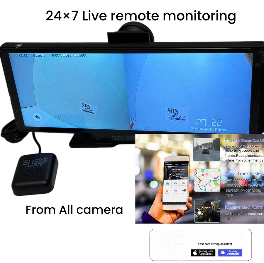 SRS ABSOLUTE 2K 4G Smart Dash Cam| Android ADAS|Wireless CarPlay| 24x7 Remote Audio/Video/GPS Monitor|BT WIFI HotSpot|1TB MicroSD Supp|Map-Apps-PlayStore-MultiTask| Steering Control|Split Screen -Gen3 product image (12)