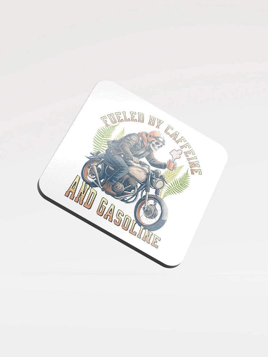 Fueled By Caffeine And Gasoline Skeleton Rider Cork Coaster product image (2)