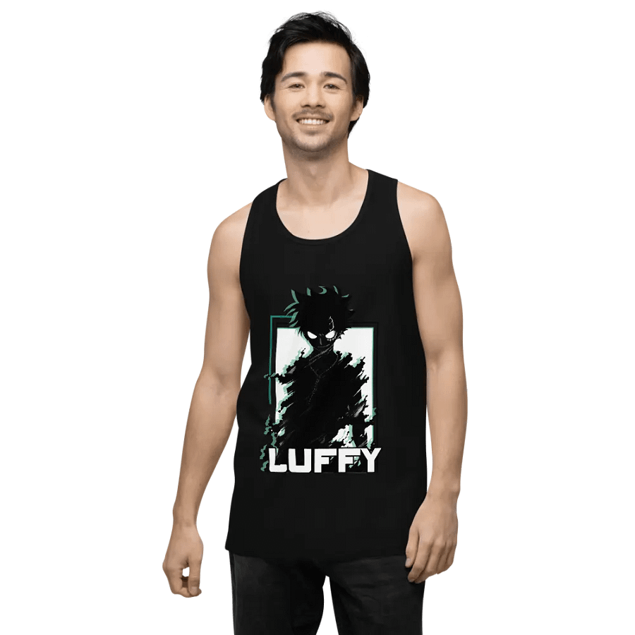 Shadowed Vigilance: LUFFY Anime Glitch Design Tank Top product image (10)