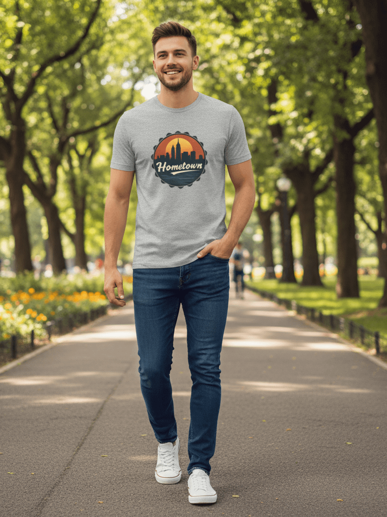 Hometown Vintage City Skyline T-Shirt - Retro Urban Cityscape Tee - Bella Canvas 3001 Unisex Shirt product image (5)