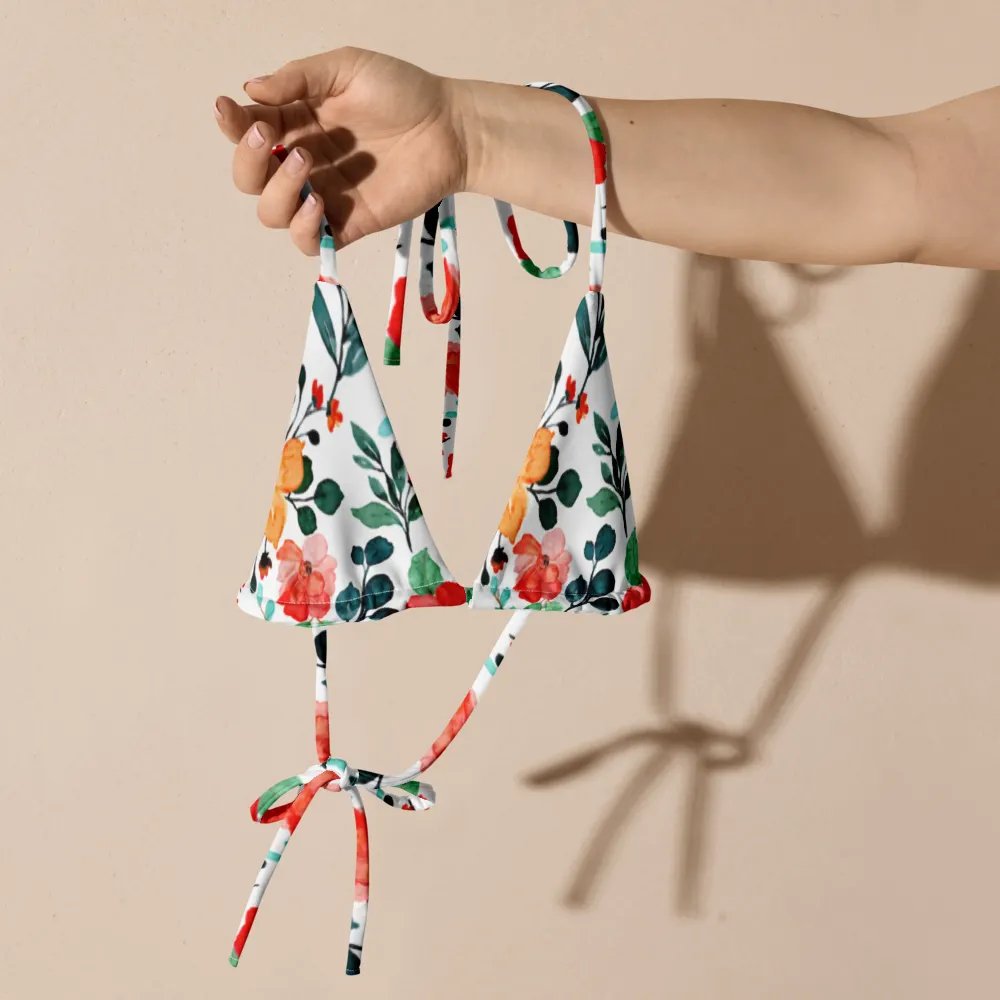 Watercolour Floral Pattern String Bikini Top - v7 product image (5)