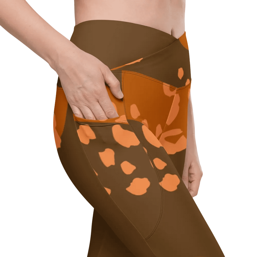 Flowing Orange Camo Leggings with Pockets product image (10)