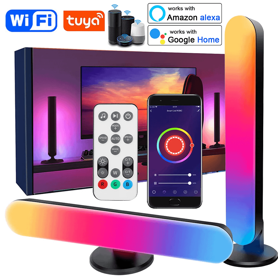 Smart LED Light Bars Music Sync Atmosphere Light Work with Alexa and Google Home , RGB Lights for Gaming, TV, Room Decoration product image (1)