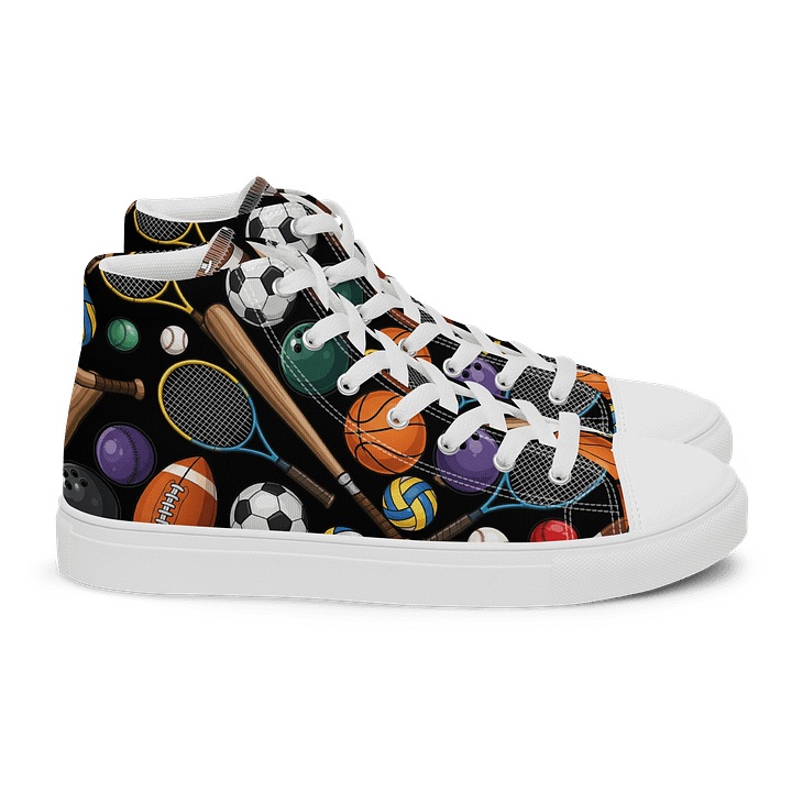 Sports Equipment Pattern High Top Shoes product image (2)