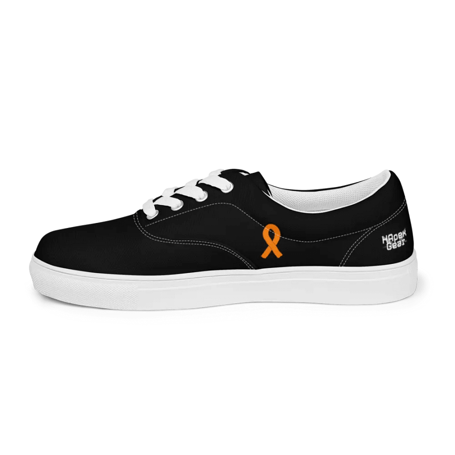 White HApex Gear White Logo Cancer Awareness Orange Ribbon. Black Women's Lace-Up Canvas Shoes product image (12)