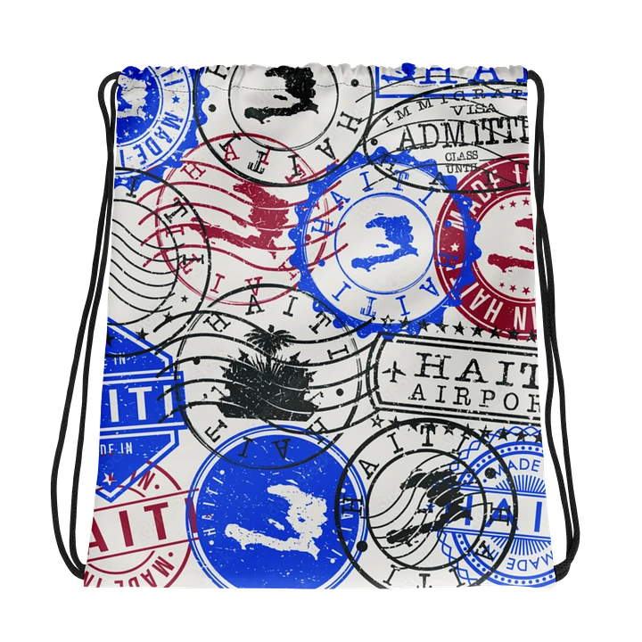 Haitian Stamp Collage Drawstring Bag product image (1)