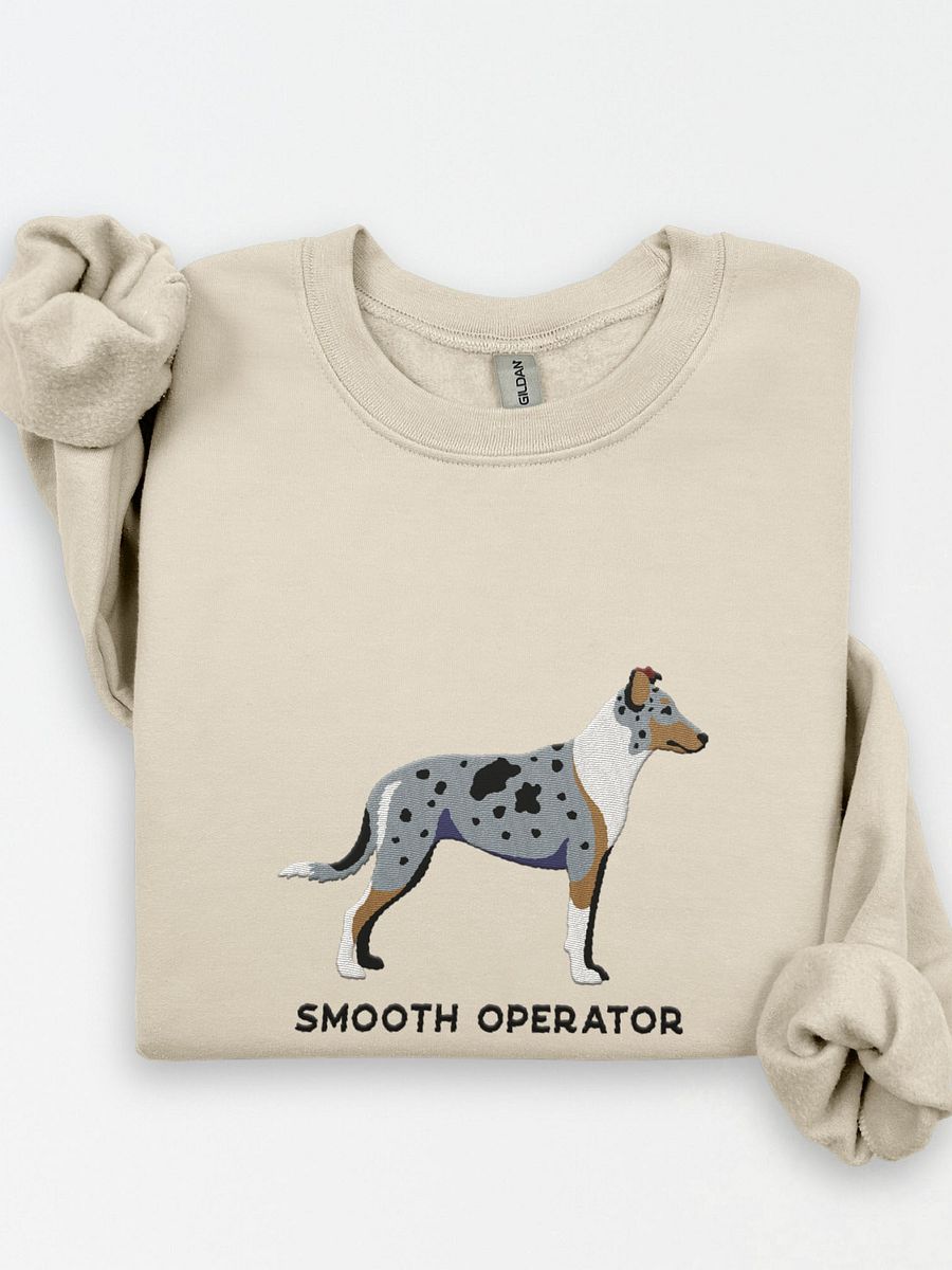 Smooth Operator Sweatshirt (Embroidered) of a Smooth Collie(Blue Operator) product image (1)