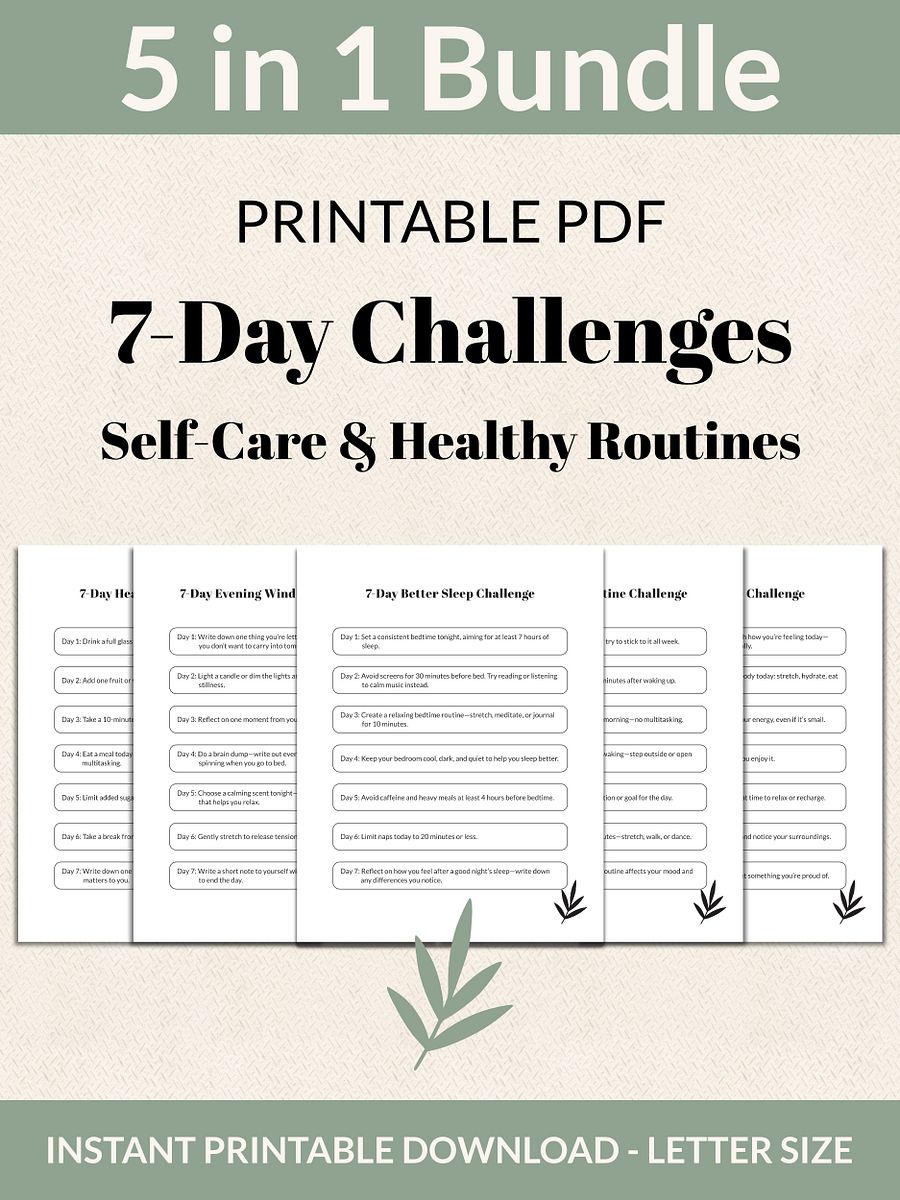 Self-Care & Healthy Routines Bundle 7-Day Challenges Printable product image (1)